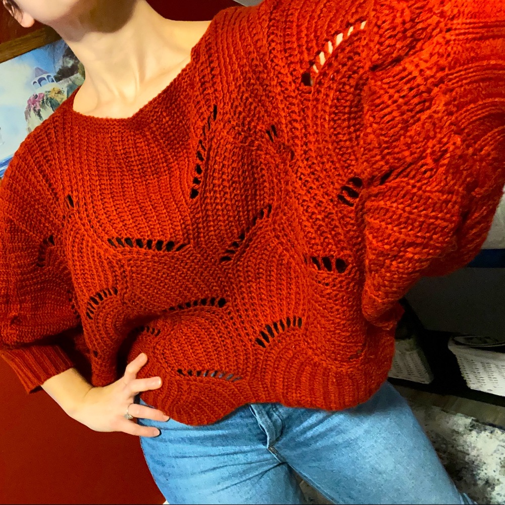 Knit Crop sweater in  red